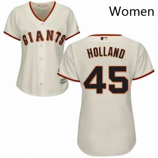 Womens Majestic San Francisco Giants 45 Derek Holland Replica Cream Home Cool Base MLB Jersey